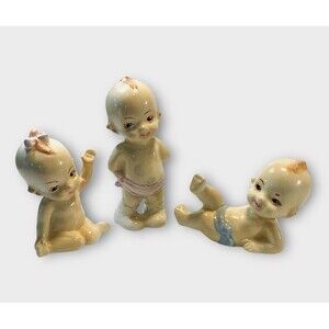 Kewpie Glazed Porcelain Diaper Baby Figurines Small Lot Of 3